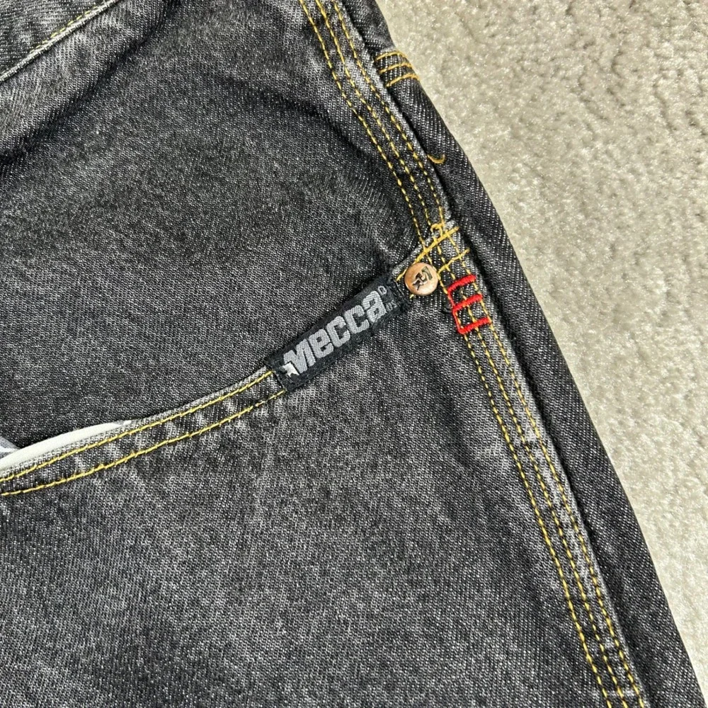 VTG Y2K Mecca Carpenter Jeans Mens 40 Black Baggy Relaxed Fit Utility Streetwear